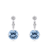 Cushion Cut Aquamarine and Diamond Drop Earrings made in 18ct White Gold Hardy Brothers Jewellers