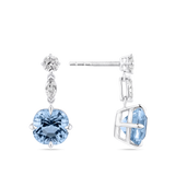 Cushion Cut Aquamarine and Diamond Drop Earrings made in 18ct White Gold Hardy Brothers Jewellers