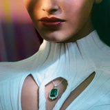 Halo Cushion Cut Green Tourmaline and Diamond Pendant made in 18ct White Gold Hardy Brothers Jewellers
