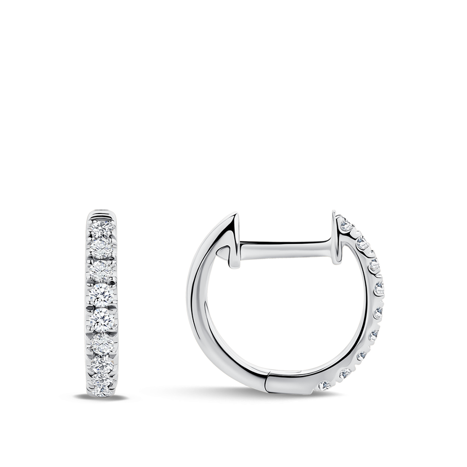 Ear Party Diamond Huggie Earrings in 18ct White Gold Hardy Brothers Jewellers