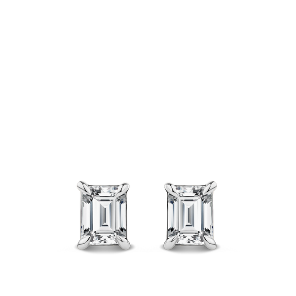 0.50ct Emerald Cut Diamond Stud Earrings in 18ct White Gold Hardy Brothers Jewellers