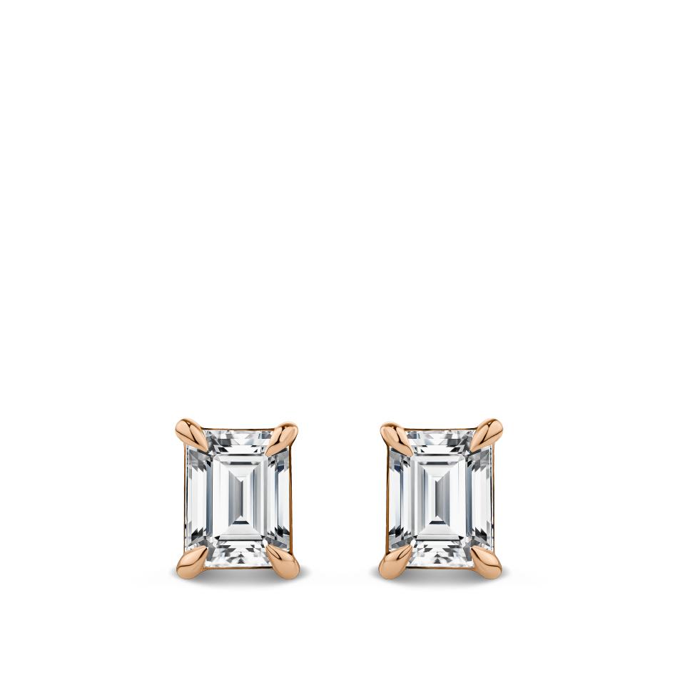 0.50ct Emerald Cut Diamond Stud Earrings in 18ct Rose Gold Hardy Brothers Jewellers