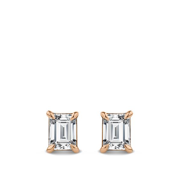 0.50ct Emerald Cut Diamond Stud Earrings in 18ct Rose Gold Hardy Brothers Jewellers