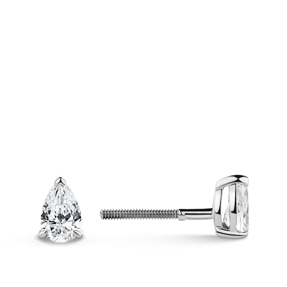0.50 Carat Pear Cut Diamond Stud Earrings in 18ct White Gold