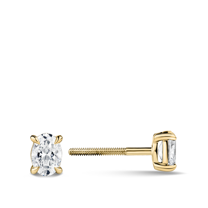 0.50ct Oval Cut Diamond Stud Earrings in 18ct Yellow Gold Hardy Brothers Jewellers