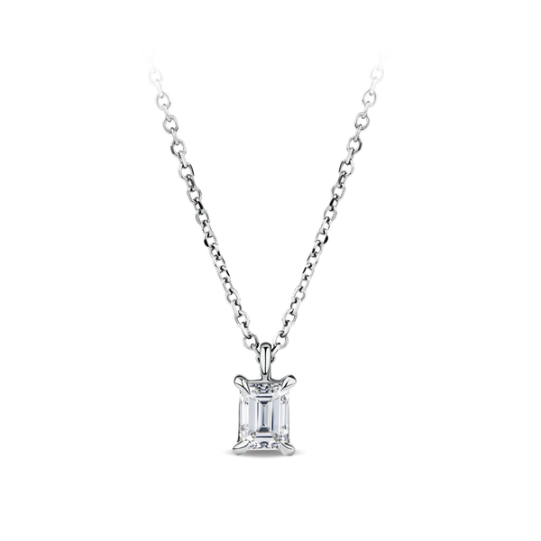 0.25ct Emerald Cut Diamond Pendant in 18ct White Gold Hardy Brothers Jewellers