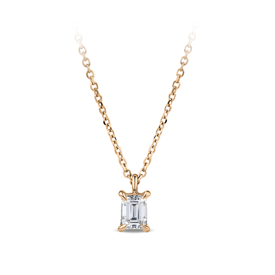 0.23 Carat Emerald Cut Diamond Pendant in 18ct Rose Gold