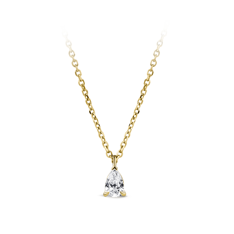 0.25 Carat Pear Cut Diamond Pendant in 18ct Yellow Gold
