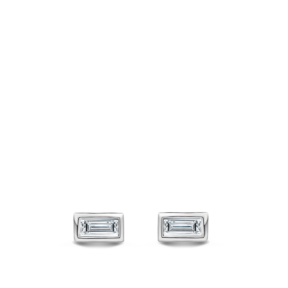 Ear Party Baguette Cut Diamond Stud Earrings in 18ct White Gold Hardy Brothers Jewellers