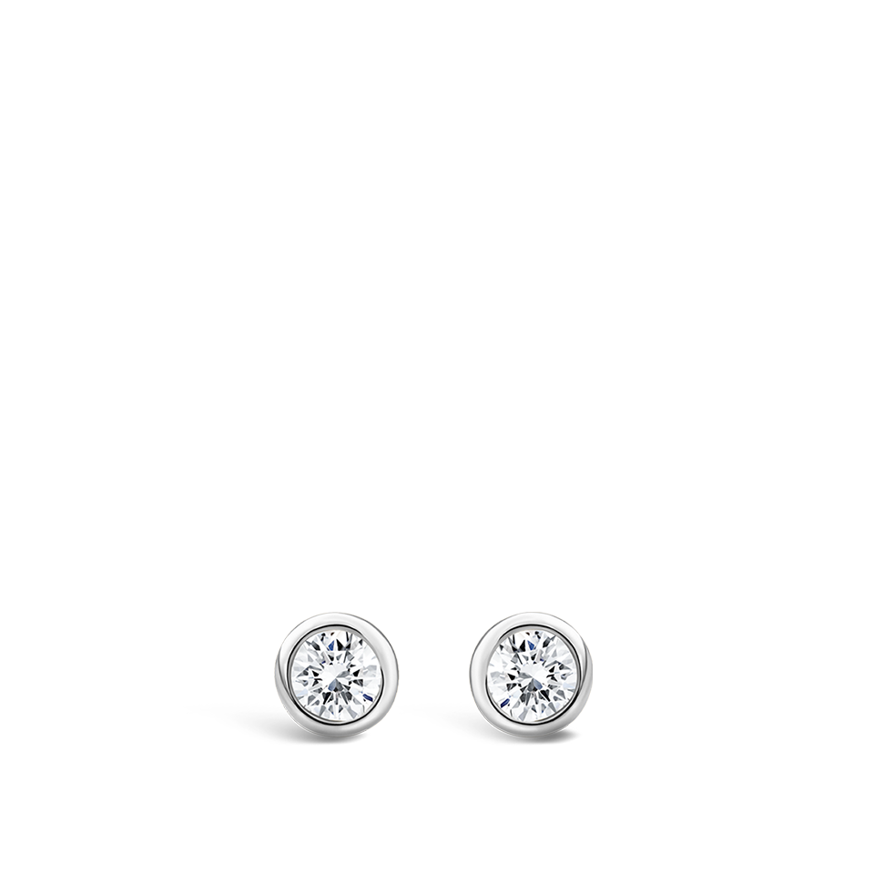 Ear Party Bezel Set 0.10 Carat Diamond Stud Earrings in 18ct White Gold Hardy Brothers Jewellers