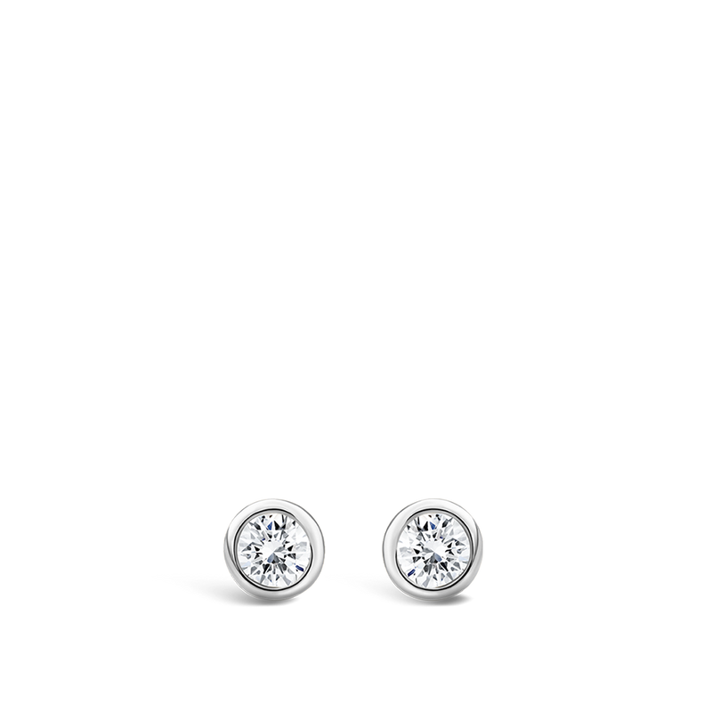 Ear Party Bezel Set 0.10 Carat Diamond Stud Earrings in 18ct White Gold Hardy Brothers Jewellers