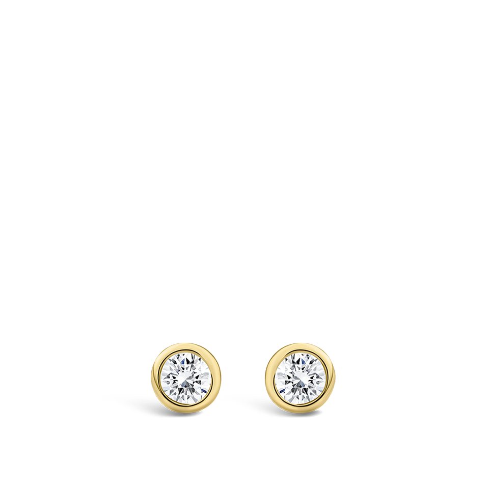 Ear Party Bezel Set 0.10 Carat Diamond Stud Earrings in 18ct Yellow Gold Hardy Brothers Jewellers