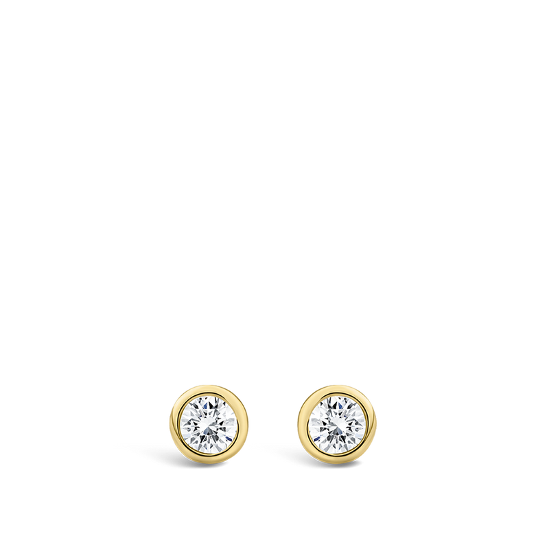 Ear Party Bezel Set 0.10 Carat Diamond Stud Earrings in 18ct Yellow Gold Hardy Brothers Jewellers