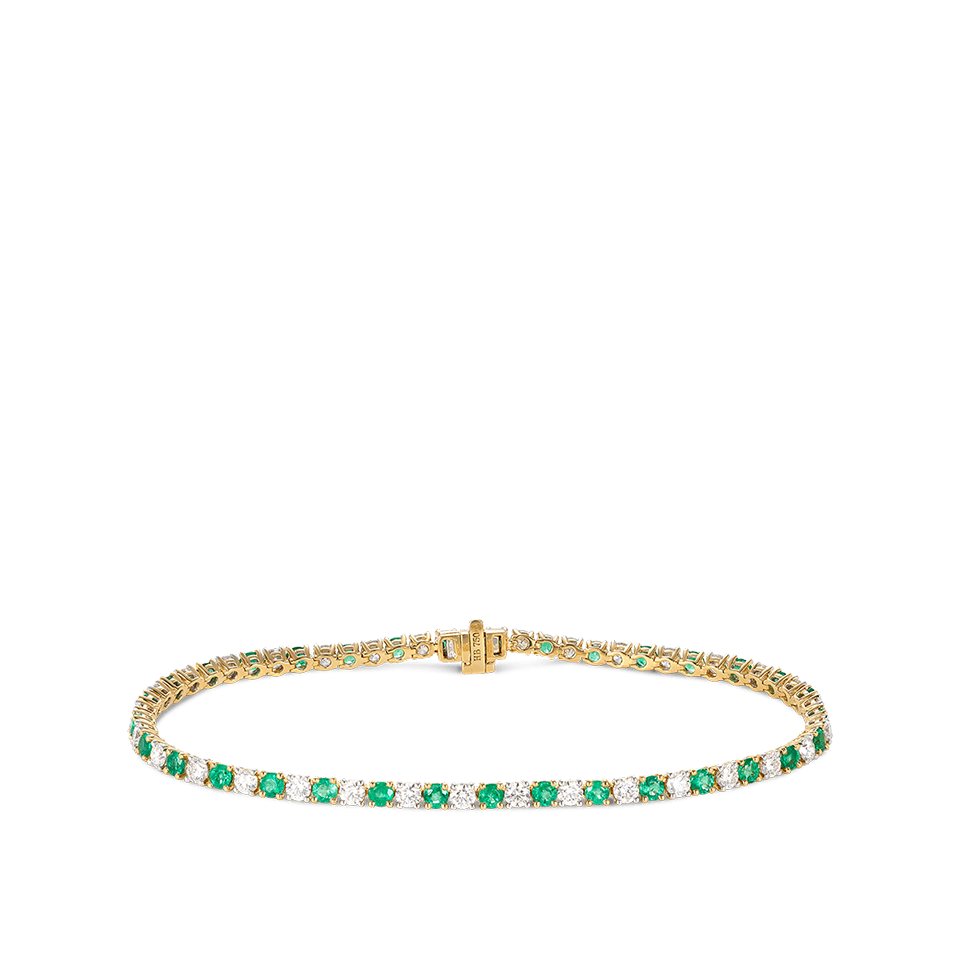 Emerald and Diamond Tennis Bracelet in 18ct Yellow Gold Hardy Brothers Jewellers