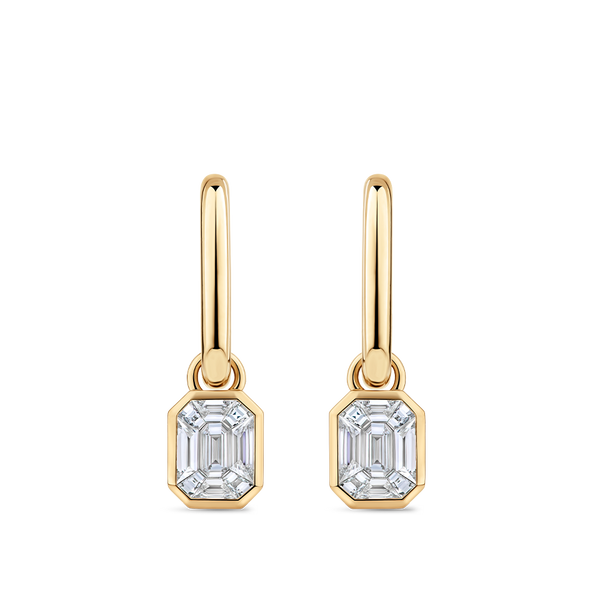 Emerald cut dangle online earrings