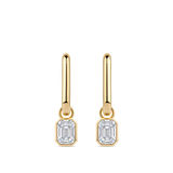 Multi-set Emerald Shape Diamond Drop Earrings made in 18ct Yellow Gold in a Bezel Setting Hardy Brothers Jewellers