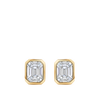 Multi-set Emerald Shape Diamond Stud Earrings in made 18ct Yellow Gold in a Bezel Setting Hardy Brothers Jewellers