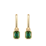 Emerald Cut Green Tourmaline Drop Earrings made in 18ct Yellow Gold Hardy Brothers Jewellers