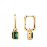 Emerald Cut Green Tourmaline Drop Earrings made in 18ct Yellow Gold Hardy Brothers Jewellers