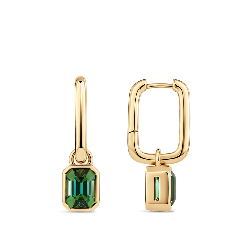 Gold and 2025 green drop earrings