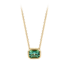 Emerald Cut Green Tourmaline Necklace made in 18ct Yellow Gold in Bezel Setting Hardy Brothers Jewellers