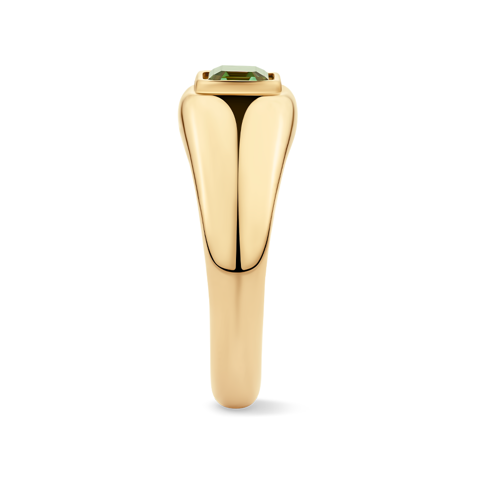 Emerald Cut Green Tourmaline Dome Ring made in 18ct Yellow Gold Hardy Brothers Jewellers
