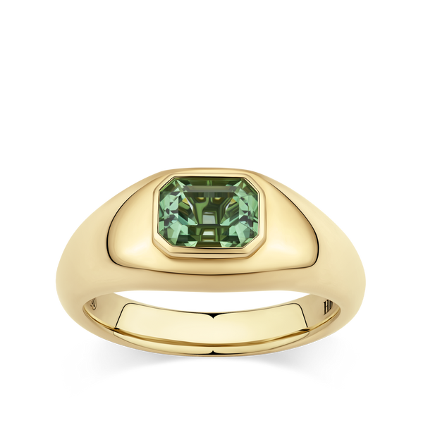 Emerald Cut Green Tourmaline Dome Ring made in 18ct Yellow Gold Hardy Brothers Jewellers