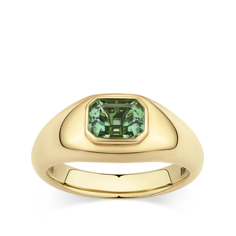 Emerald Cut Green Tourmaline Ring in 18ct Yellow Gold Hardy
