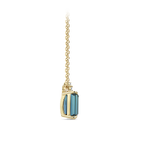 Emerald Cut Indicolite and Diamond Pendant made in 18ct Yellow Gold Hardy Brothers Jewellers