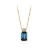 Emerald Cut Indicolite and Diamond Pendant made in 18ct Yellow Gold Hardy Brothers Jewellers