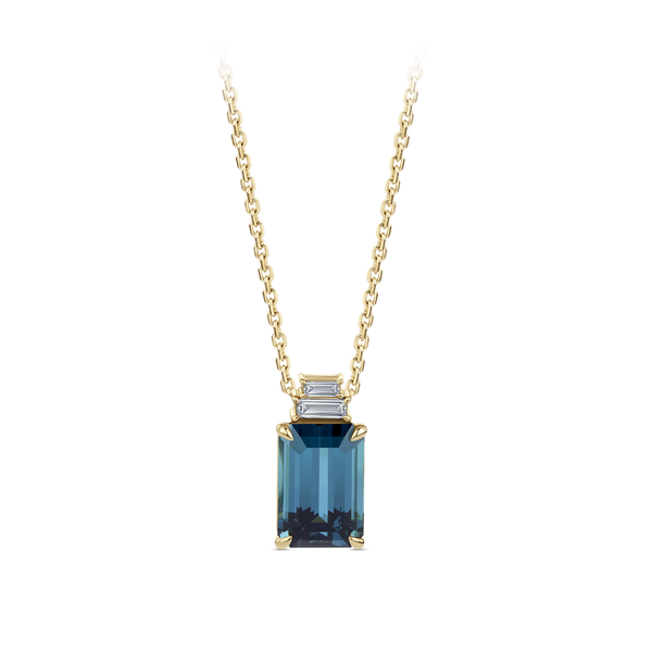 Indicolite and Diamond Pendant in 18ct Yellow Gold