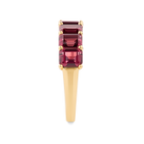 Emerald Cut Rhodalite Garnet Half Eternity Band made in 18ct Yellow Gold Hardy Brothers Jewellers