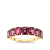 Emerald Cut Rhodalite Garnet Half Eternity Band made in 18ct Yellow Gold Hardy Brothers Jewellers