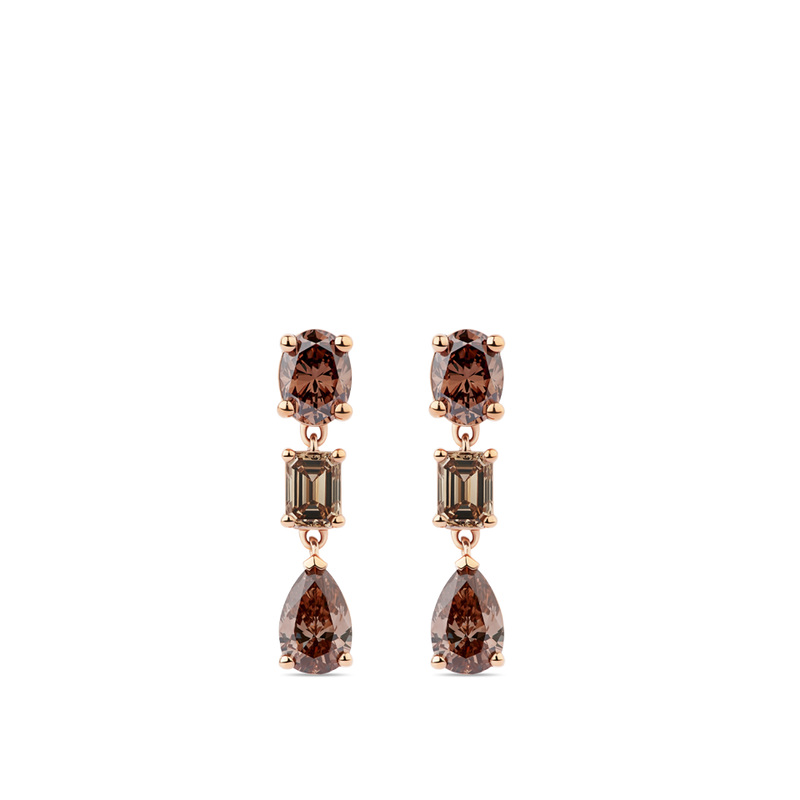 Fancy Cut Champagne Diamond Drop Earrings in 18ct Rose Gold Hardy Brothers Jewellers