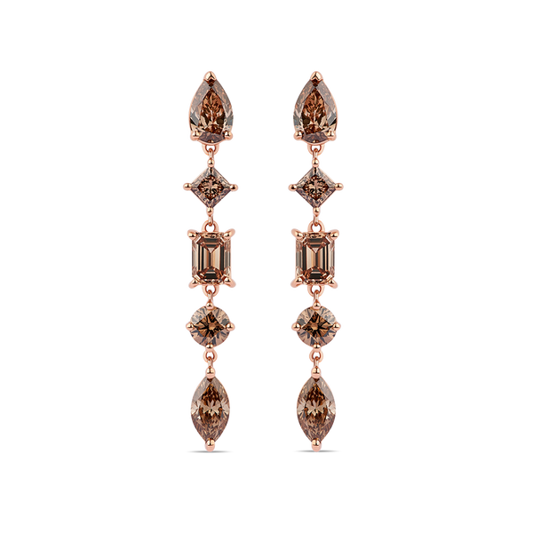 Fancy Cut Champagne Diamond Drop Earrings made in 18ct Rose Gold Hardy Brothers Jewellers