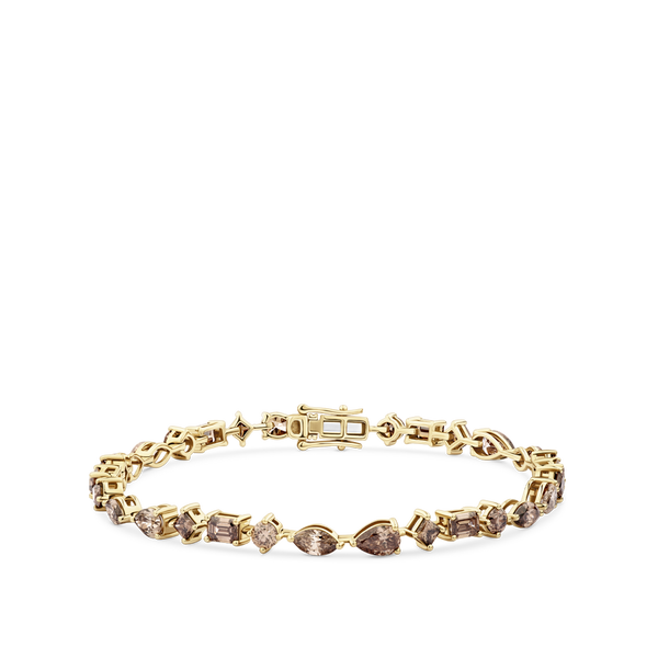 Fancy Cut Champagne Diamond Tennis Bracelet made in 18ct Yellow Gold Hardy Brothers Jewellers