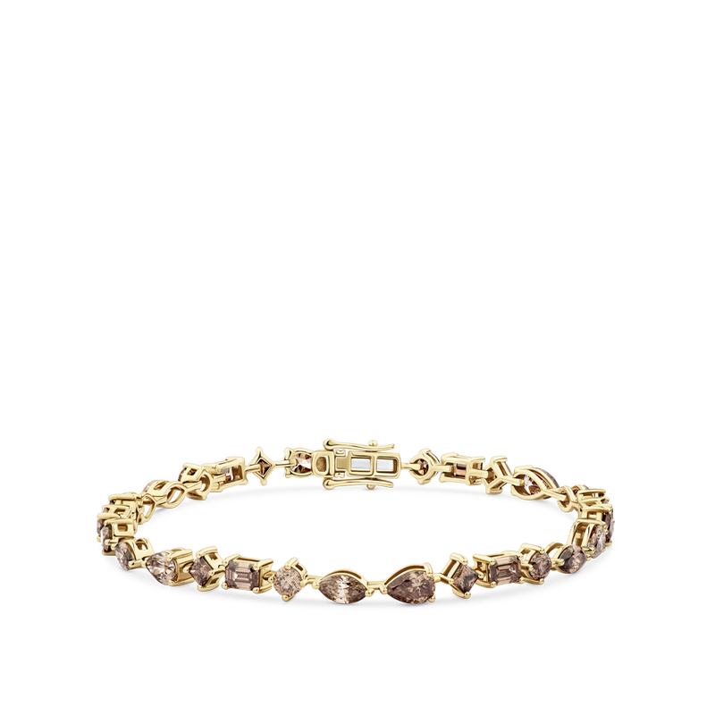 Fancy Cut Champagne Diamond Tennis Bracelet made in 18ct Yellow Gold Hardy Brothers Jewellers