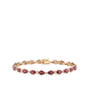 Fancy Cut Champagne Diamond and Rhodalite Garnet Tennis Bracelet in 18ct Yellow Gold Hardy Brothers Jewellers
