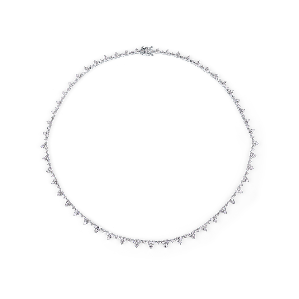 8.01 Carat Fancy Pattern Diamond Tennis Necklace in 18ct White Gold Hardy Brothers Jewellers