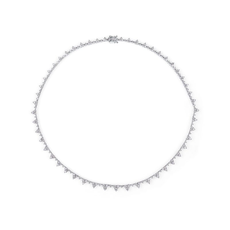 8.01 Carat Fancy Pattern Diamond Tennis Necklace in 18ct White Gold Hardy Brothers Jewellers
