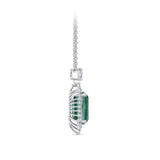 Halo Cushion Cut Green Tourmaline and Diamond Pendant made in 18ct White Gold Hardy Brothers Jewellers