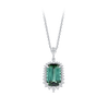 Halo Cushion Cut Green Tourmaline and Diamond Pendant made in 18ct White Gold Hardy Brothers Jewellers