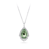 Halo Pear Cut Mint Tourmaline and Diamond Pendant made in 18ct White Gold Hardy Brothers Jewellers