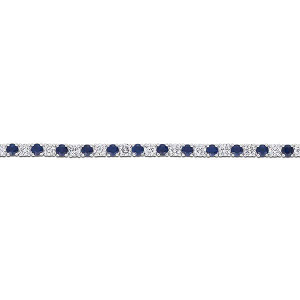 Sapphire and Diamond Tennis Bracelet in 18ct White Gold Hardy Brothers 