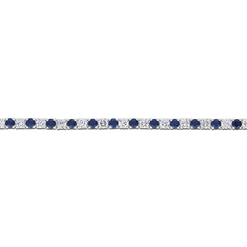 Sapphire and Diamond Tennis Bracelet in 18ct White Gold Hardy Brothers 