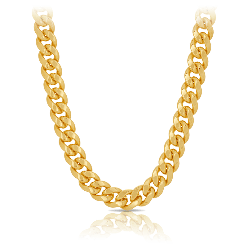 Miami Link Chain Necklace in 18ct Yellow Gold Hardy Brothers