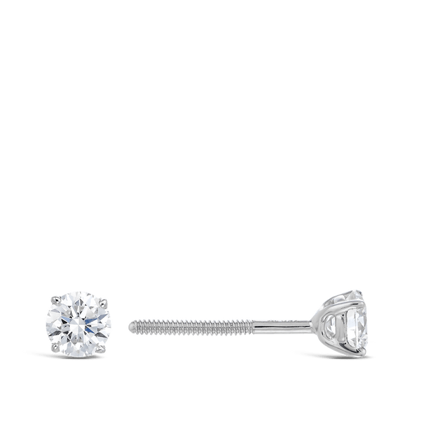 0.50 Carat Round Brilliant Diamond Stud Earrings in 18ct White Gold Hardy Brothers 
