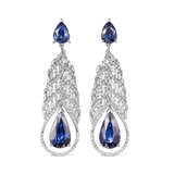 Vault 12.76 Carat Peacock Ceylon Sapphire Earrings in White Gold Hardy Brothers 