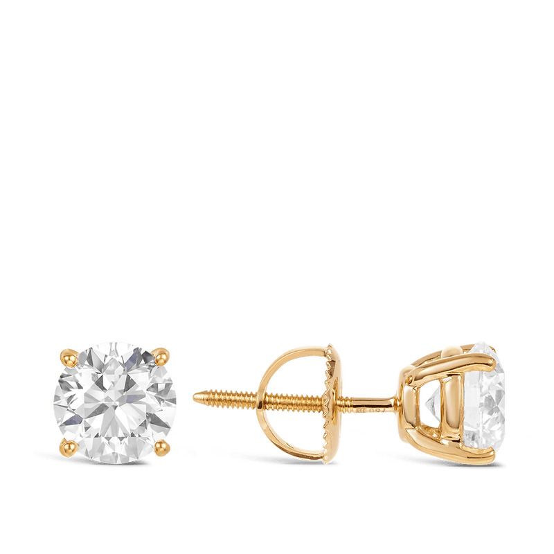 2.00 Carat Round Brilliant Cut Diamond Stud Earrings in 18ct Yellow Gold Hardy Brothers Jewellers