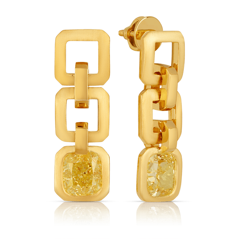 Vault 3.24 Carat Natural Fancy Yellow Diamond Earrings in 18ct Yellow Gold Hardy Brothers 